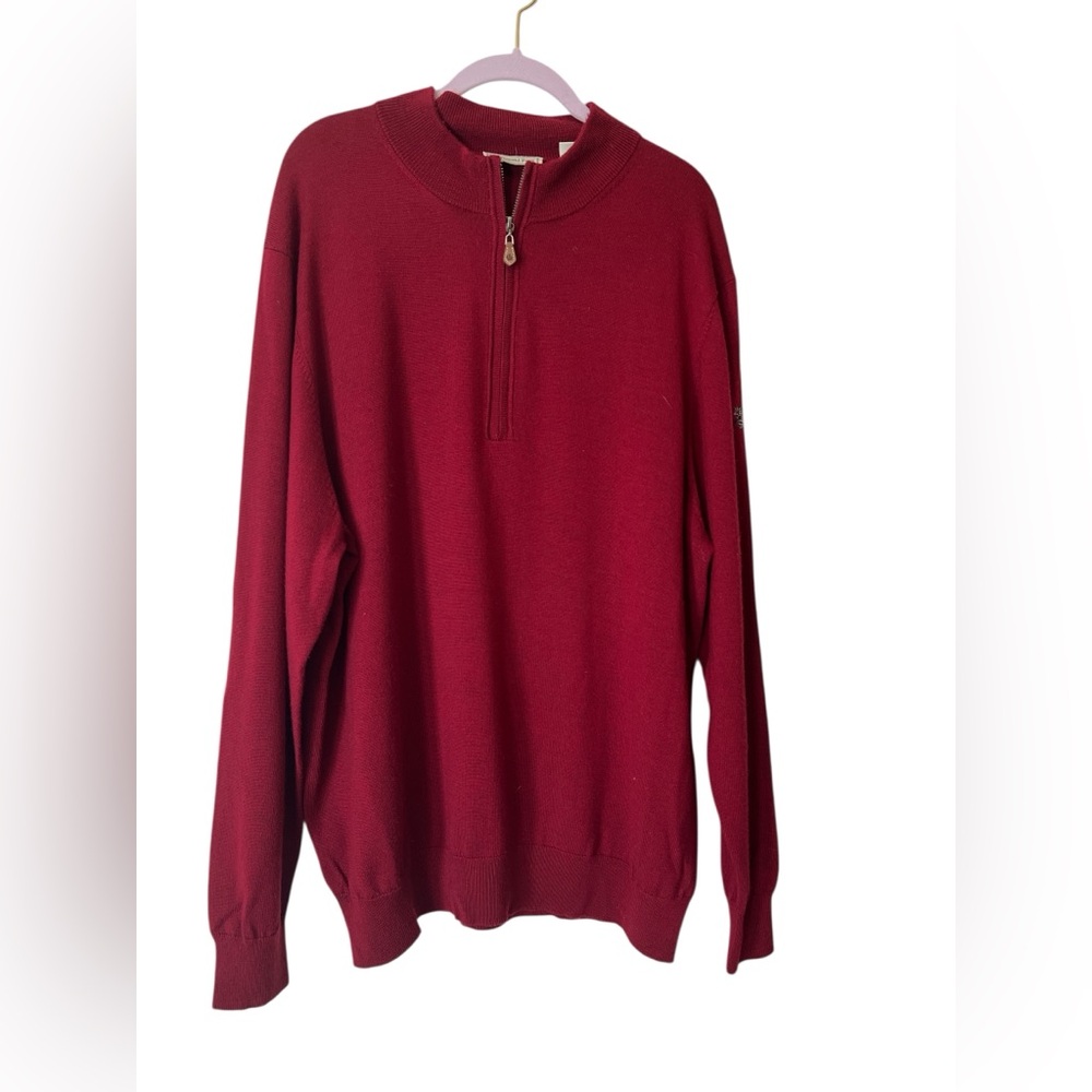 Donald Ross 100% Merino Wool Half-Zip Pullover Sweater XL Red